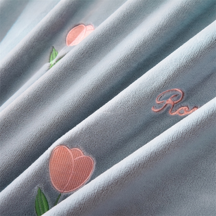 91家纺网 家纺一手货源 找家纺 笙意家纺 2025新款A类牛奶绒花卉刺绣单床笠 郁金香-海清