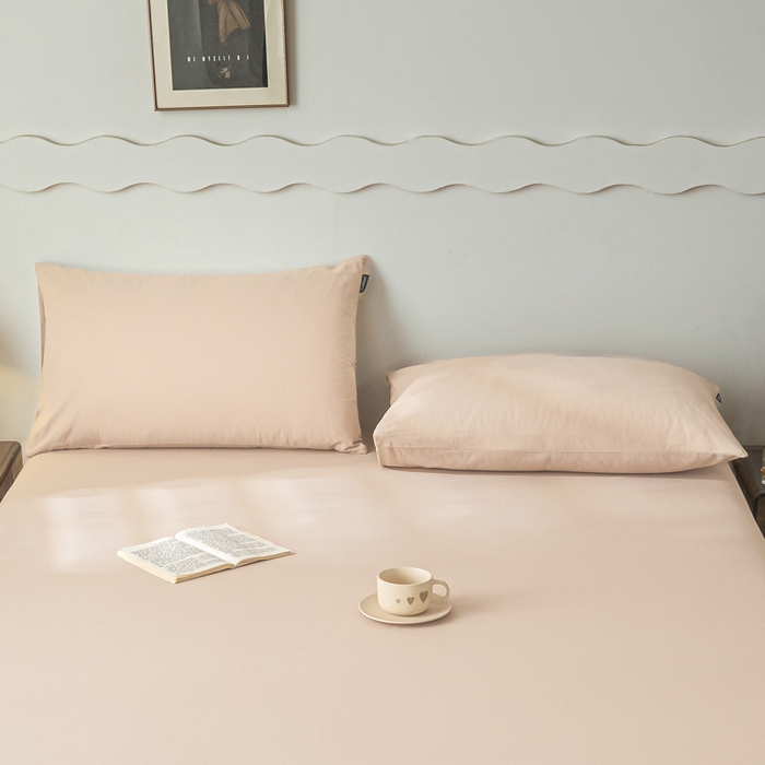 91家纺网 家纺一手货源 找家纺 涵宸家纺 2024新款全棉磨毛四件套纯厚系列-单枕套 a白桃