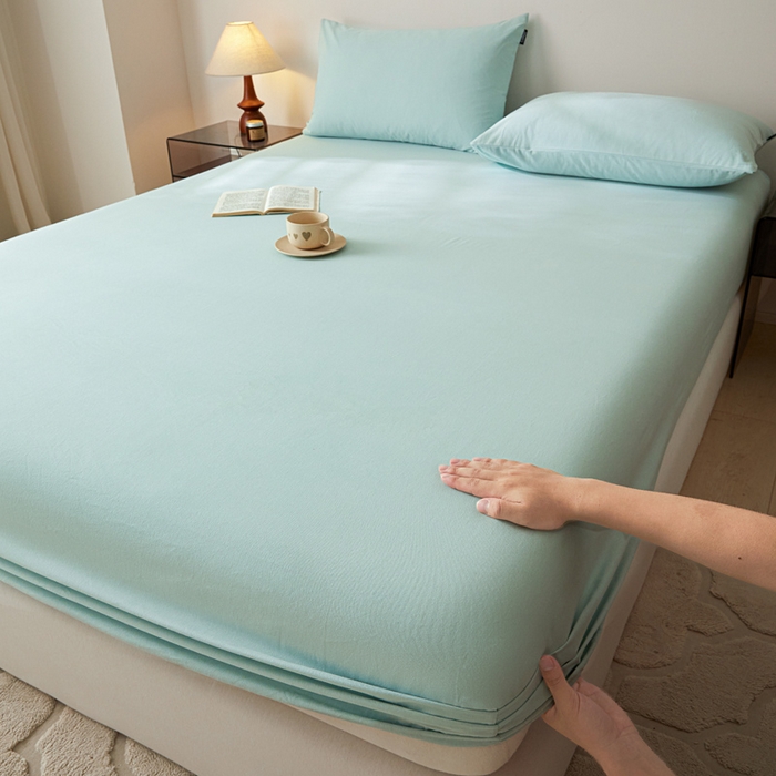 91家纺网 家纺一手货源 找家纺 （总）涵宸家纺 2024新款全棉磨毛四件套纯厚系列-单床笠