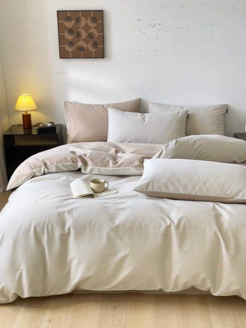 91家纺网 家纺一手货源 找家纺 涵宸家纺 2024新款全棉磨毛四件套纯厚系列（简）-四件套 纯厚-枝条咖