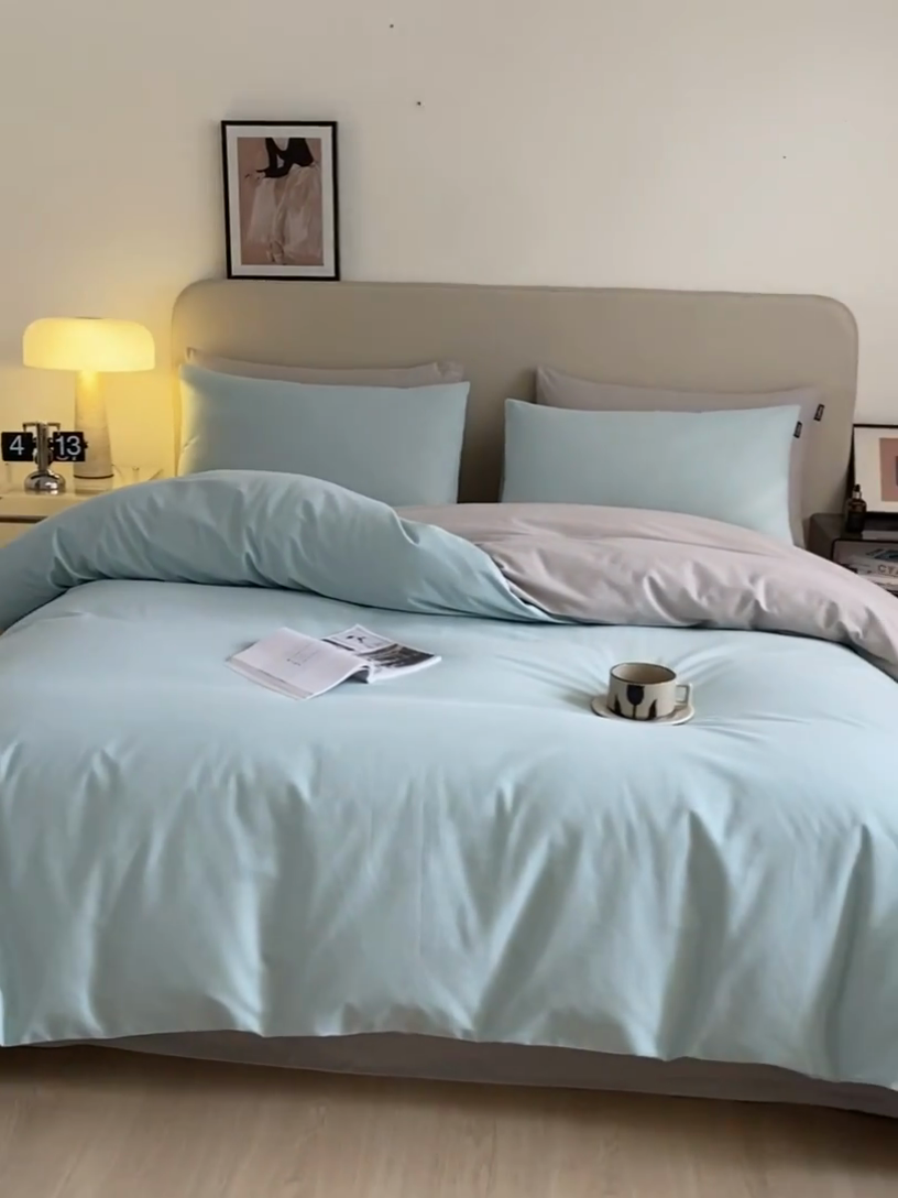 91家纺网 家纺一手货源 找家纺 涵宸家纺 2024新款全棉磨毛四件套纯厚系列（轻）-四件套 纯厚（爱琴海+漫灰）