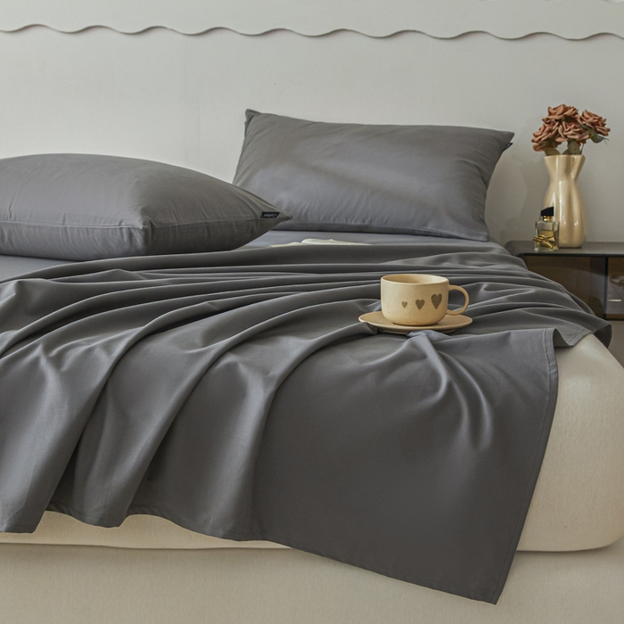 91家纺网 家纺一手货源 找家纺 涵宸家纺 2024新款全棉磨毛四件套纯厚系列-单床单 a高级灰