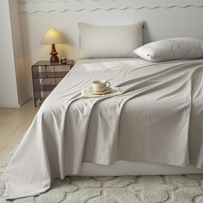 91家纺网 家纺一手货源 找家纺 涵宸家纺 2024新款全棉磨毛四件套纯厚系列-单床单 a弥漫灰