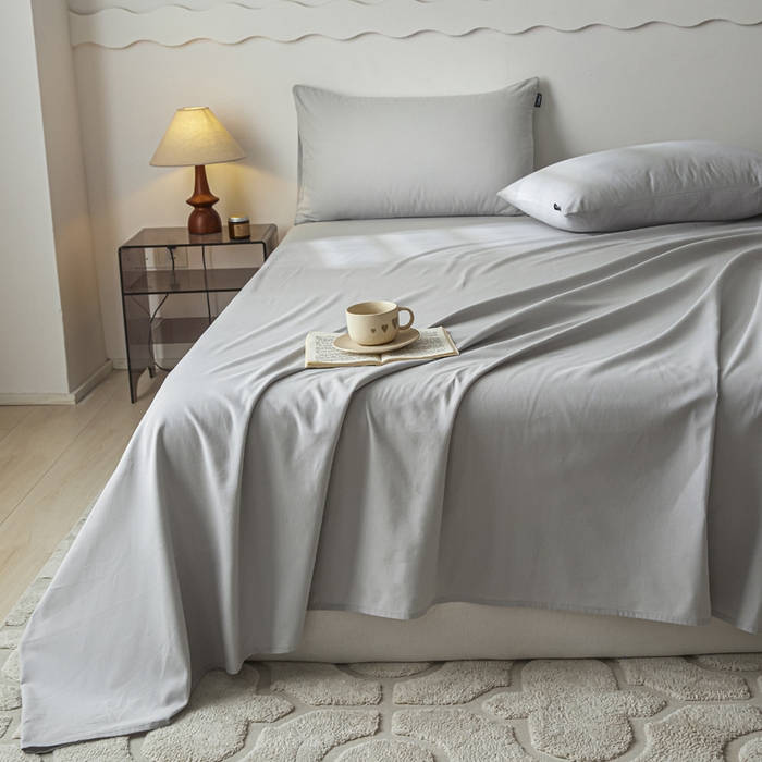 91家纺网 家纺一手货源 找家纺 涵宸家纺 2024新款全棉磨毛四件套纯厚系列-单床单 a兰灰