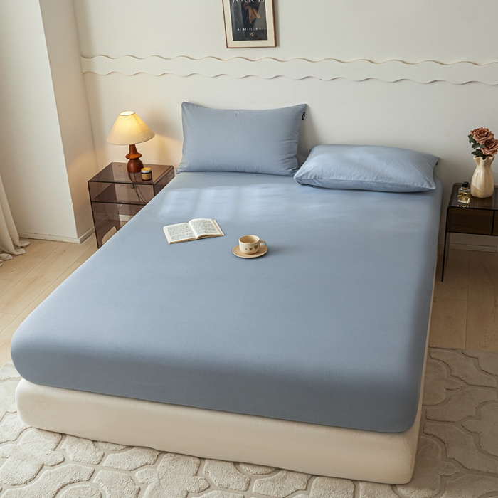 91家纺网 家纺一手货源 找家纺 涵宸家纺 2024新款全棉磨毛四件套纯厚系列-单床笠 a星耀兰