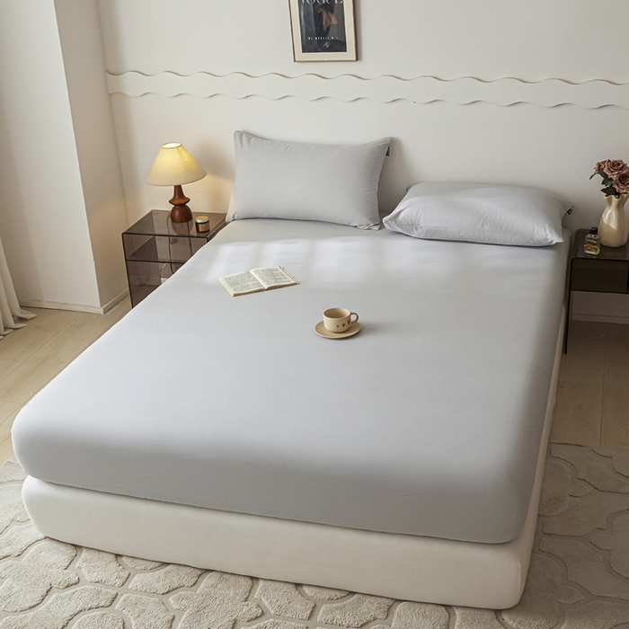 91家纺网 家纺一手货源 找家纺 涵宸家纺 2024新款全棉磨毛四件套纯厚系列-单床笠 a兰灰