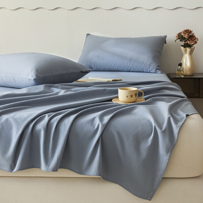 91家纺网 家纺一手货源 找家纺 涵宸家纺 2024新款全棉磨毛四件套纯厚系列-单床单 a星耀兰