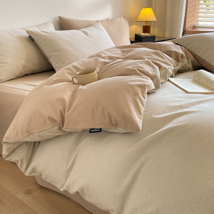 91家纺网 家纺一手货源 找家纺 涵宸家纺 2024新款全棉磨毛四件套纯厚系列（简）-四件套 纯厚-枝条咖