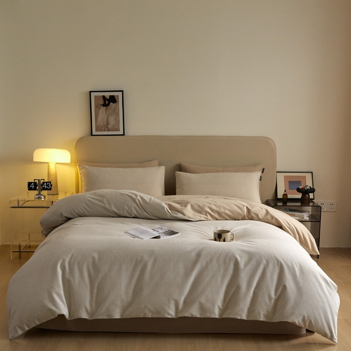 91家纺网 家纺一手货源 找家纺 涵宸家纺 2024新款全棉磨毛四件套纯厚系列（轻）-单被套 纯厚-枝条咖