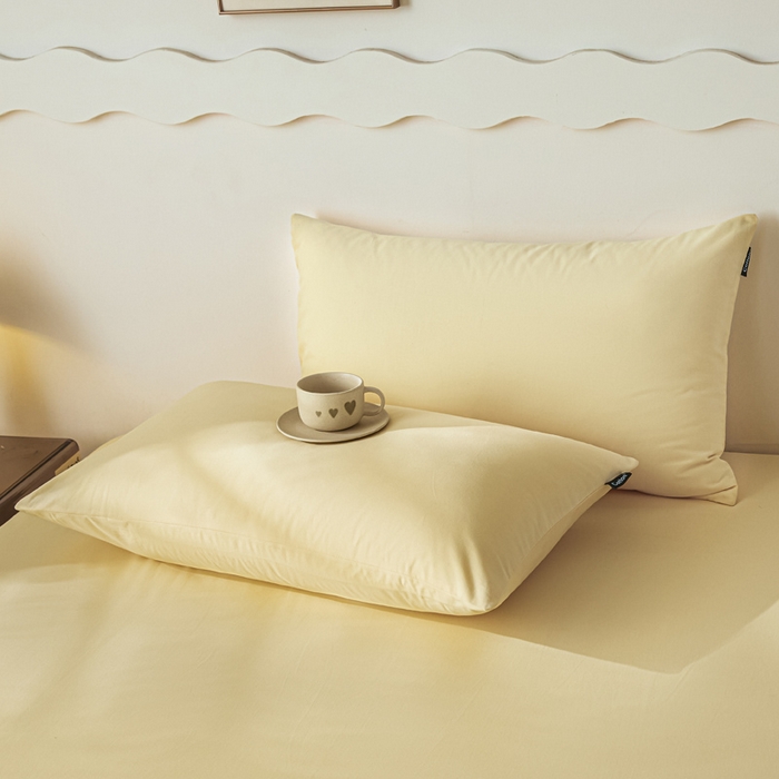 91家纺网 家纺一手货源 找家纺 涵宸家纺 2024新款全棉磨毛四件套纯厚系列-单枕套 a嫩黄