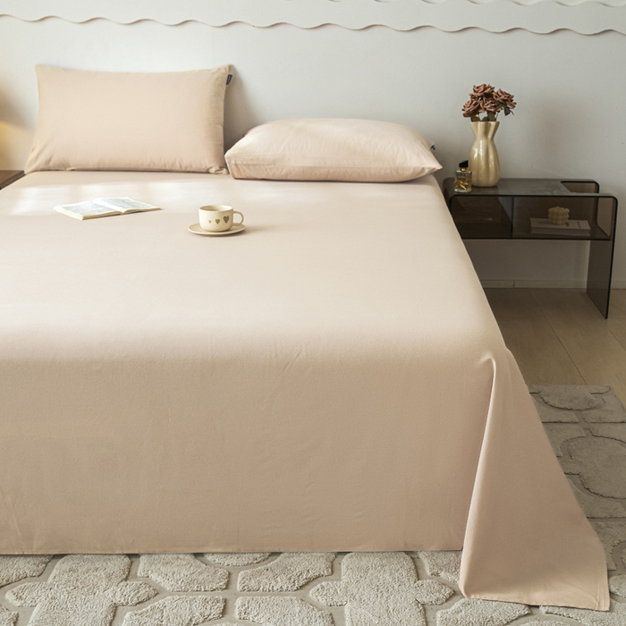 91家纺网 家纺一手货源 找家纺 涵宸家纺 2024新款全棉磨毛四件套纯厚系列-单床单 a白桃