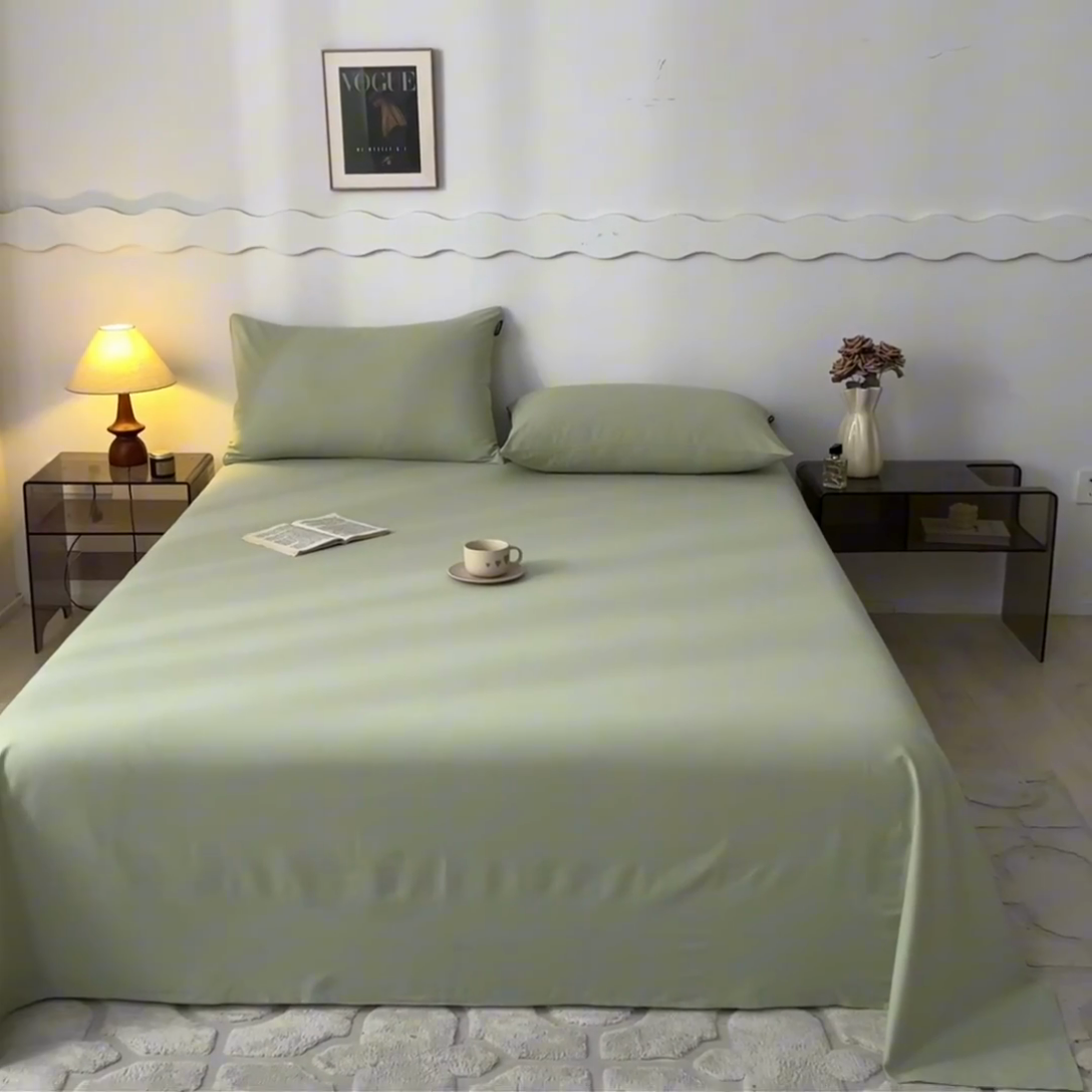 91家纺网 家纺一手货源 找家纺 涵宸家纺 2024新款全棉磨毛四件套纯厚系列-单床单 a古今绿