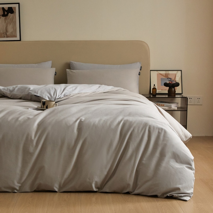 91家纺网 家纺一手货源 找家纺 涵宸家纺 2024新款全棉磨毛四件套纯厚系列（轻）-四件套 纯厚（弥漫灰+兰灰）