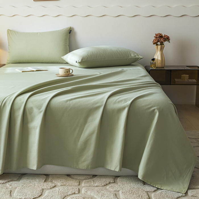 91家纺网 家纺一手货源 找家纺 涵宸家纺 2024新款全棉磨毛四件套纯厚系列-单床单 a古今绿