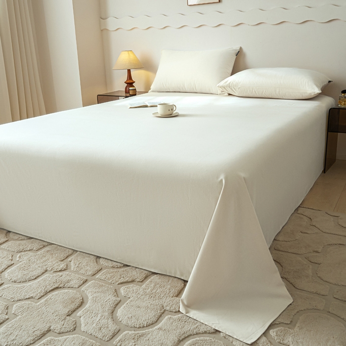 91家纺网 家纺一手货源 找家纺 涵宸家纺 2024新款全棉磨毛四件套纯厚系列-单床单 a奶白