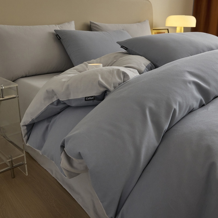 91家纺网 家纺一手货源 找家纺 涵宸家纺 2024新款全棉磨毛四件套纯厚系列（轻）-四件套 纯厚（星耀兰+兰灰）