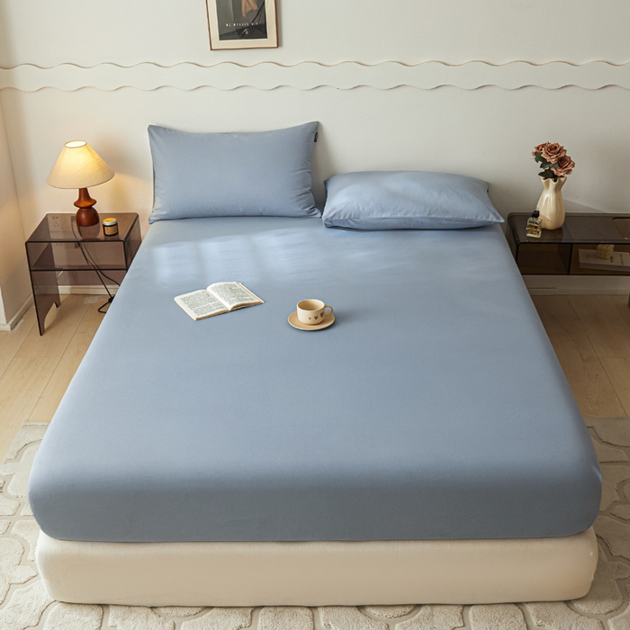 91家纺网 家纺一手货源 找家纺 涵宸家纺 2024新款全棉磨毛四件套纯厚系列-单床笠 a星耀兰