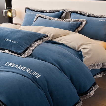 91家纺网 家纺一手货源 找家纺 （总）笙意家纺 2025新款牛奶绒宽边刺绣四件套-菲奥娜系列