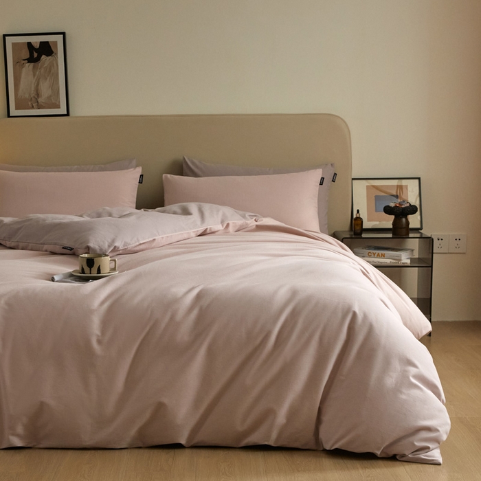 91家纺网 家纺一手货源 找家纺 涵宸家纺 2024新款全棉磨毛四件套纯厚系列（轻）-单被套 纯厚（青紫+星空紫）