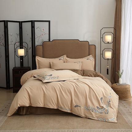 91家纺网 家纺一手货源 找家纺 （总）金纱玉纺家纺 2024新款百分之百全棉新款轻奢刺绣四件套