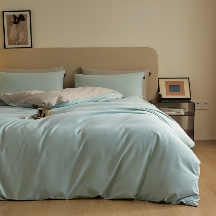 91家纺网 家纺一手货源 找家纺 涵宸家纺 2024新款全棉磨毛四件套纯厚系列（轻）-单被套 纯厚（爱琴海+漫灰）