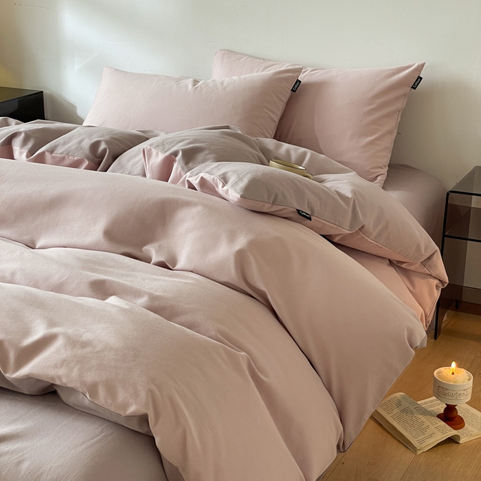 91家纺网 家纺一手货源 找家纺 涵宸家纺 2024新款全棉磨毛四件套纯厚系列（简）-四件套 纯厚（青紫+星空紫）