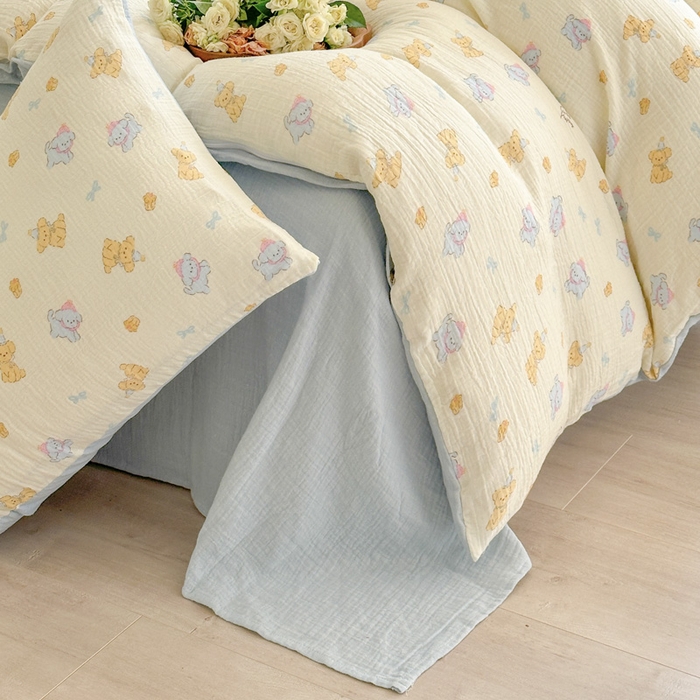 91家纺网 家纺一手货源 找家纺 木楌  2025新款全棉A类皱皱纱印花四件套 海皮狗