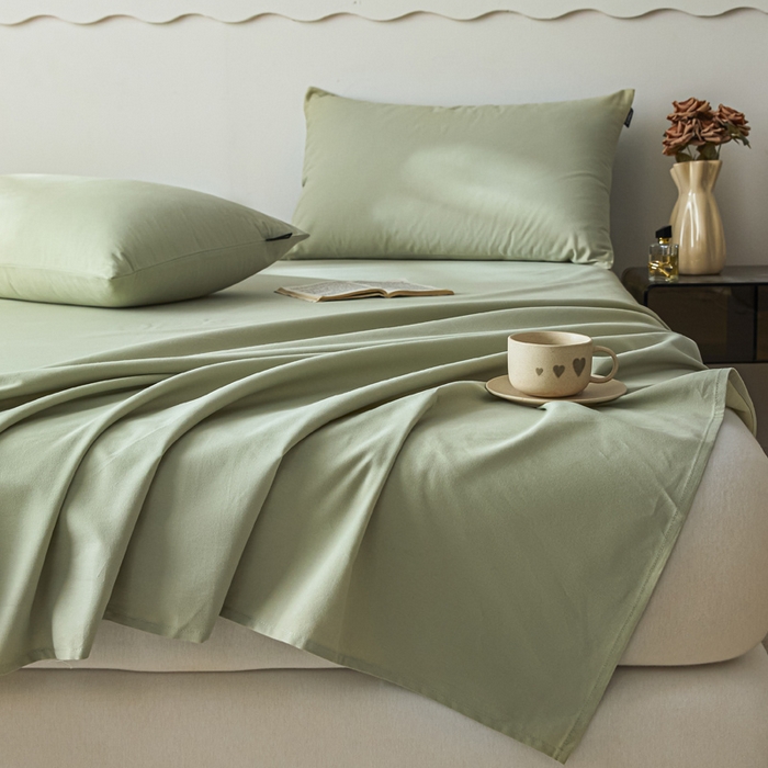 91家纺网 家纺一手货源 找家纺 涵宸家纺 2024新款全棉磨毛四件套纯厚系列-单床单 a古今绿