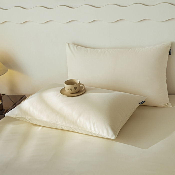 91家纺网 家纺一手货源 找家纺 涵宸家纺 2024新款全棉磨毛四件套纯厚系列-单枕套 a奶茶色