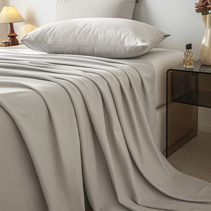 91家纺网 家纺一手货源 找家纺 涵宸家纺 2024新款全棉磨毛四件套纯厚系列-单床单 a弥漫灰