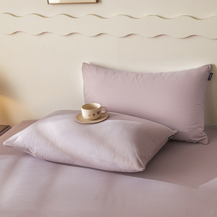 91家纺网 家纺一手货源 找家纺 涵宸家纺 2024新款全棉磨毛四件套纯厚系列-单枕套 a星空紫