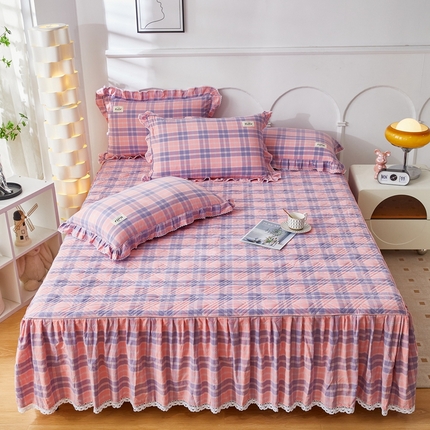 91家纺网 家纺一手货源 找家纺 （总）缦彩 2024新款全棉纯棉水洗棉夹棉加厚床裙床笠裙