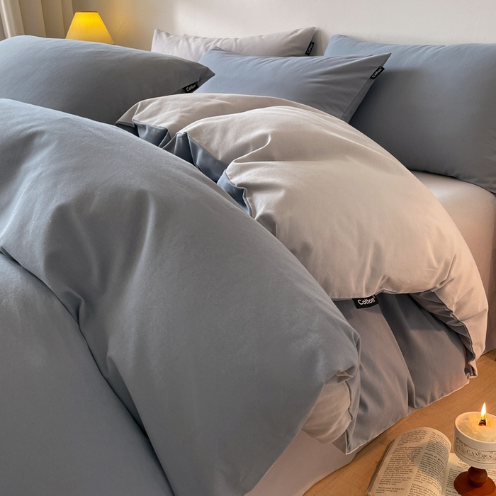 91家纺网 家纺一手货源 找家纺 涵宸家纺 2024新款全棉磨毛四件套纯厚系列（简）-四件套 纯厚（星耀兰+兰灰）