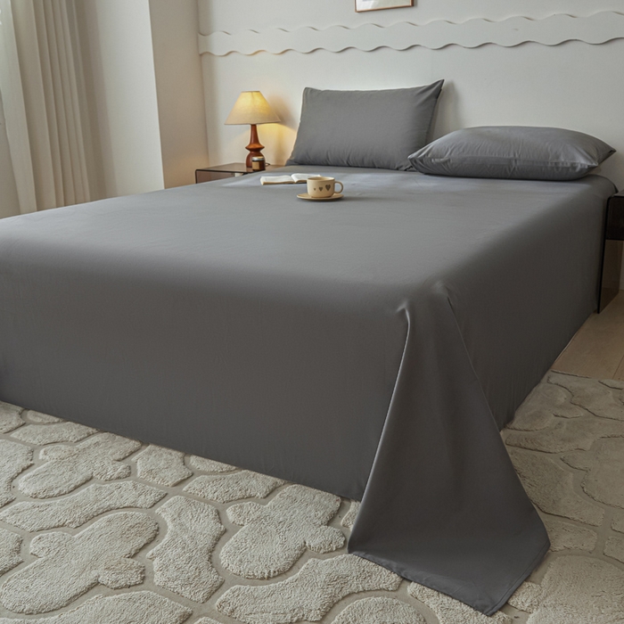 91家纺网 家纺一手货源 找家纺 涵宸家纺 2024新款全棉磨毛四件套纯厚系列-单床单 a高级灰