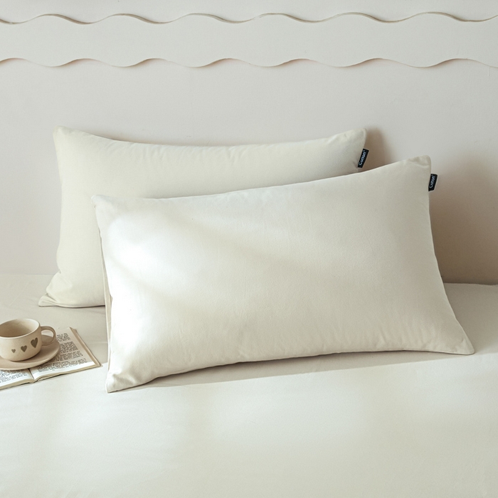 91家纺网 家纺一手货源 找家纺 涵宸家纺 2024新款全棉磨毛四件套纯厚系列-单枕套 a奶白