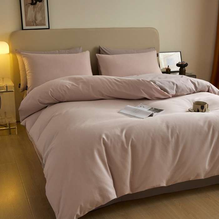 91家纺网 家纺一手货源 找家纺 涵宸家纺 2024新款全棉磨毛四件套纯厚系列（轻）-单被套 纯厚（青紫+星空紫）