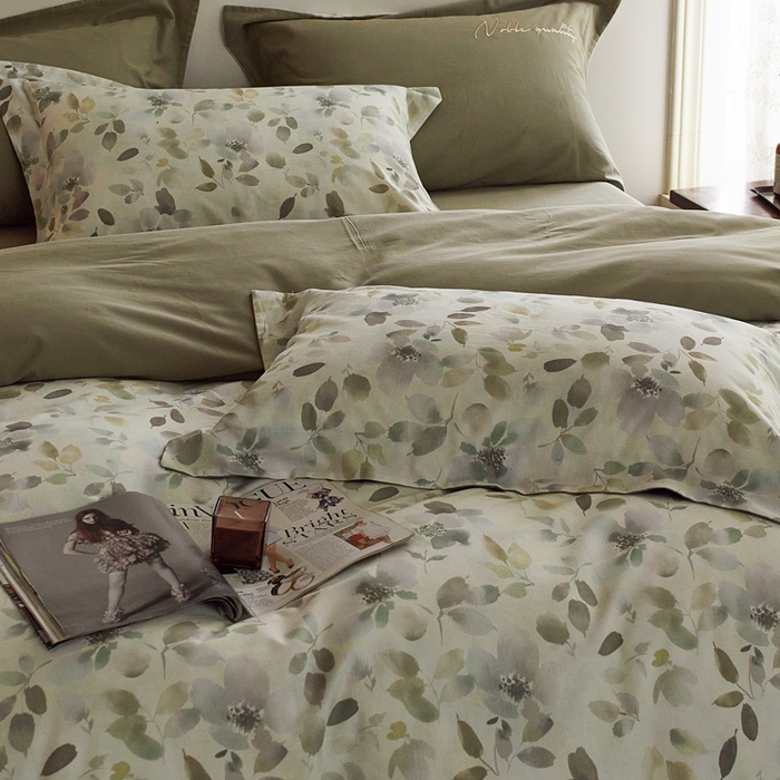 91家纺网 家纺一手货源 找家纺 由丽家纺 2025年8月全棉数码印花磨毛双面用四件套 纷纷-绿