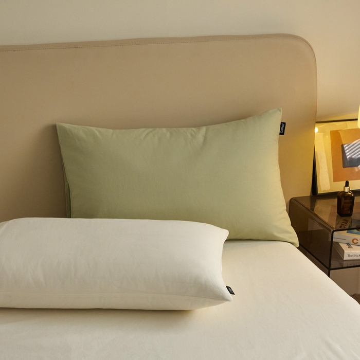 91家纺网 家纺一手货源 找家纺 涵宸家纺 2024新款全棉磨毛四件套纯厚系列（轻）-四件套 纯厚（古今绿+奶白）