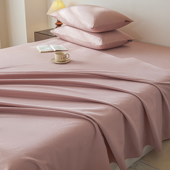 91家纺网 家纺一手货源 找家纺 涵宸家纺 2024新款全棉磨毛四件套纯厚系列-单床单 a豆沙