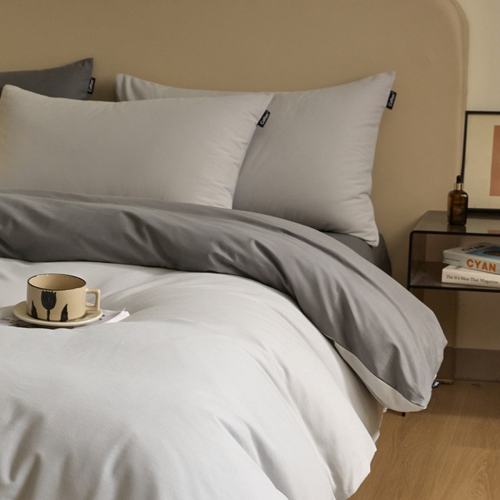 91家纺网 家纺一手货源 找家纺 涵宸家纺 2024新款全棉磨毛四件套纯厚系列（轻）-四件套 纯厚（兰灰+灰）