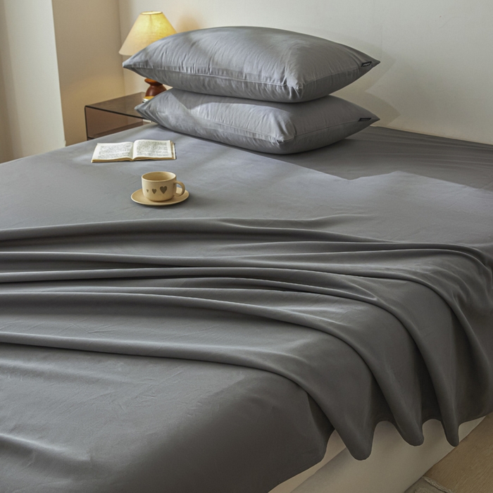 91家纺网 家纺一手货源 找家纺 涵宸家纺 2024新款全棉磨毛四件套纯厚系列-单床单 a高级灰