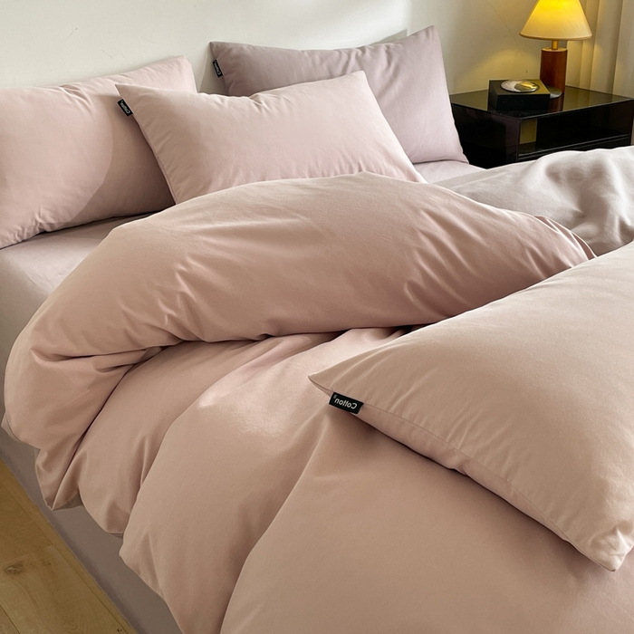 91家纺网 家纺一手货源 找家纺 涵宸家纺 2024新款全棉磨毛四件套纯厚系列（简）-四件套 纯厚（青紫+星空紫）