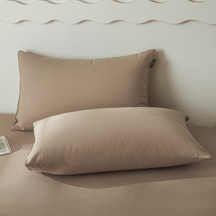 91家纺网 家纺一手货源 找家纺 涵宸家纺 2024新款全棉磨毛四件套纯厚系列-单枕套 a复古棕