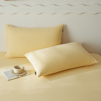 91家纺网 家纺一手货源 找家纺 涵宸家纺 2024新款全棉磨毛四件套纯厚系列-单枕套 a嫩黄