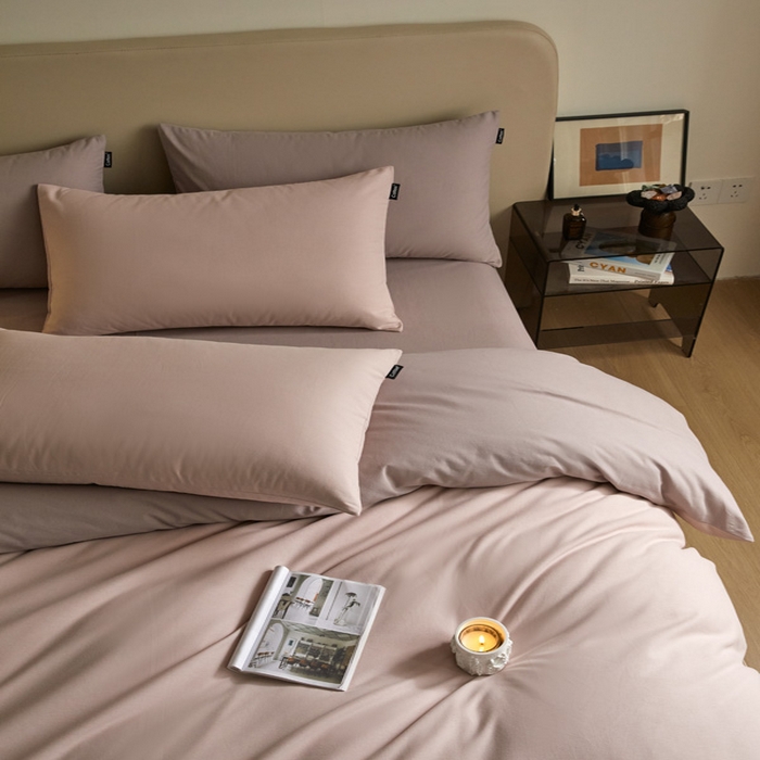 91家纺网 家纺一手货源 找家纺 涵宸家纺 2024新款全棉磨毛四件套纯厚系列（轻）-单被套 纯厚（青紫+星空紫）