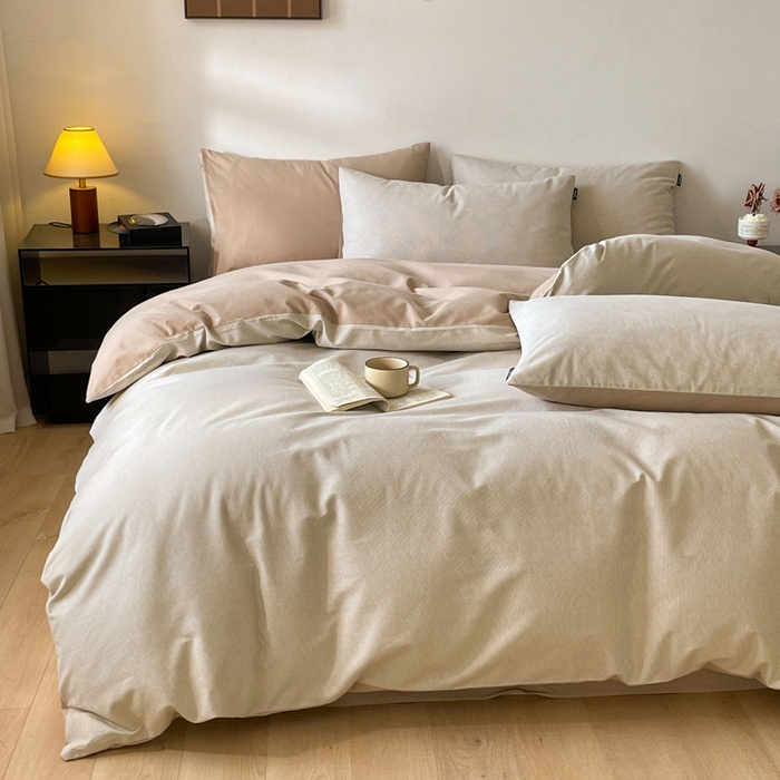 91家纺网 家纺一手货源 找家纺 涵宸家纺 2024新款全棉磨毛四件套纯厚系列（简）-四件套 纯厚-枝条咖