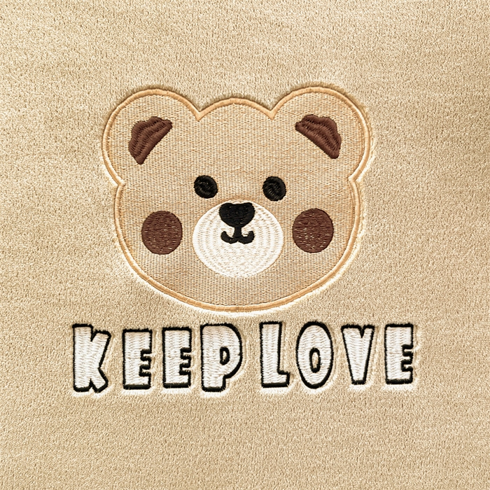 91家纺网 家纺一手货源 找家纺 笙意家纺 2025新款牛奶绒卡通单品刺绣床笠 萌熊-奶茶