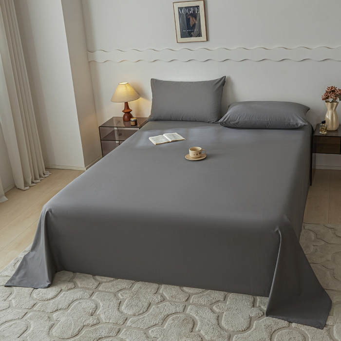 91家纺网 家纺一手货源 找家纺 涵宸家纺 2024新款全棉磨毛四件套纯厚系列-单床单 a高级灰