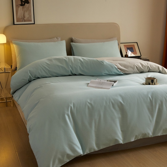 91家纺网 家纺一手货源 找家纺 涵宸家纺 2024新款全棉磨毛四件套纯厚系列（轻）-单被套 纯厚（爱琴海+漫灰）