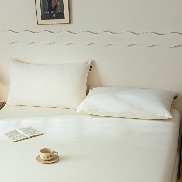 91家纺网 家纺一手货源 找家纺 涵宸家纺 2024新款全棉磨毛四件套纯厚系列-单枕套 a奶白